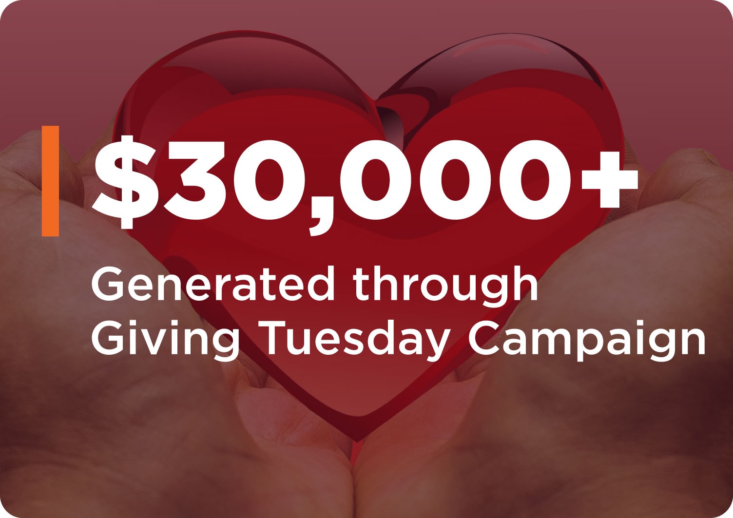 Infographic showing $30,000+ generated through Giving Tuesday campaign