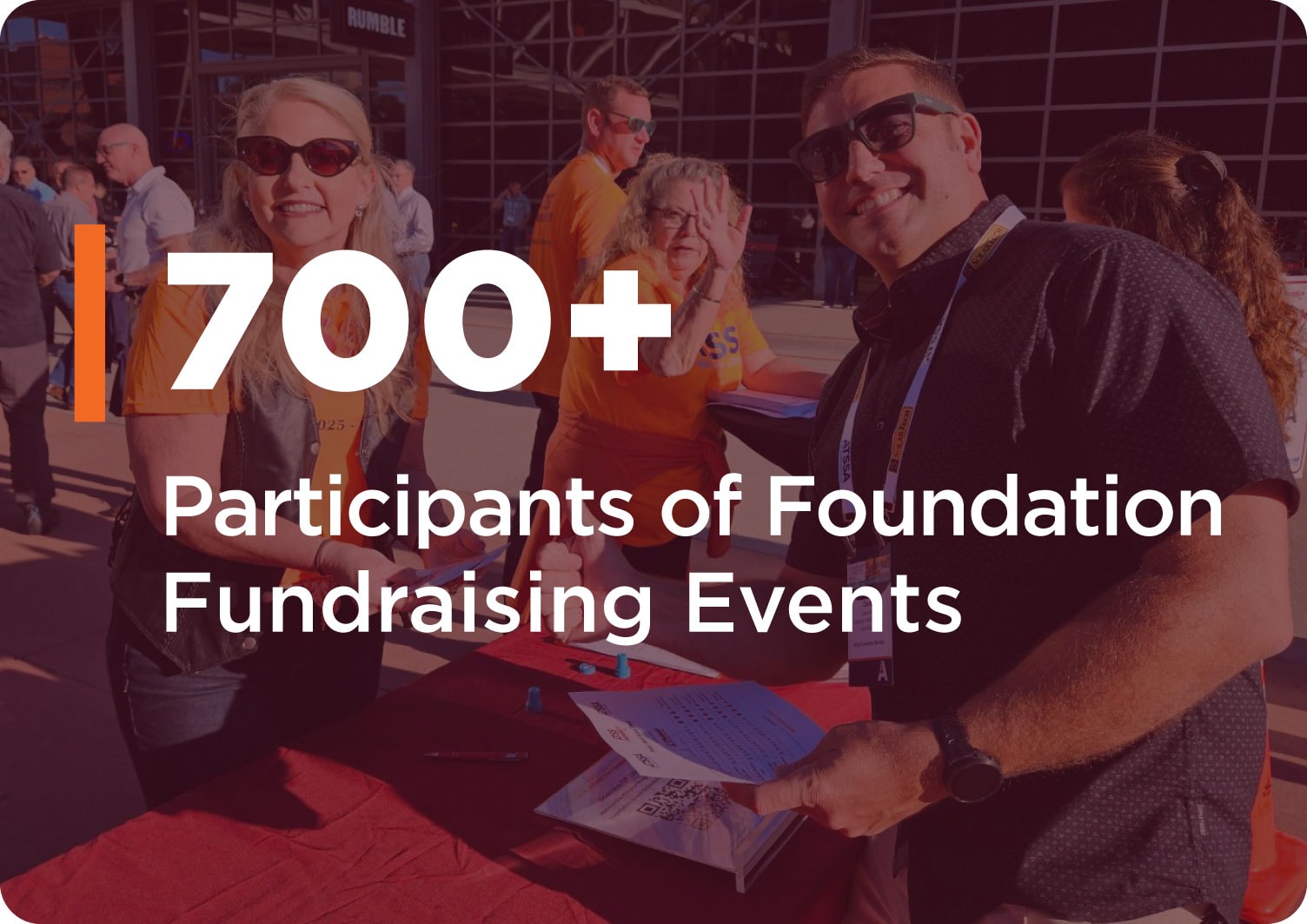 Infographic showing 700+ participants of Foundation fundraising events